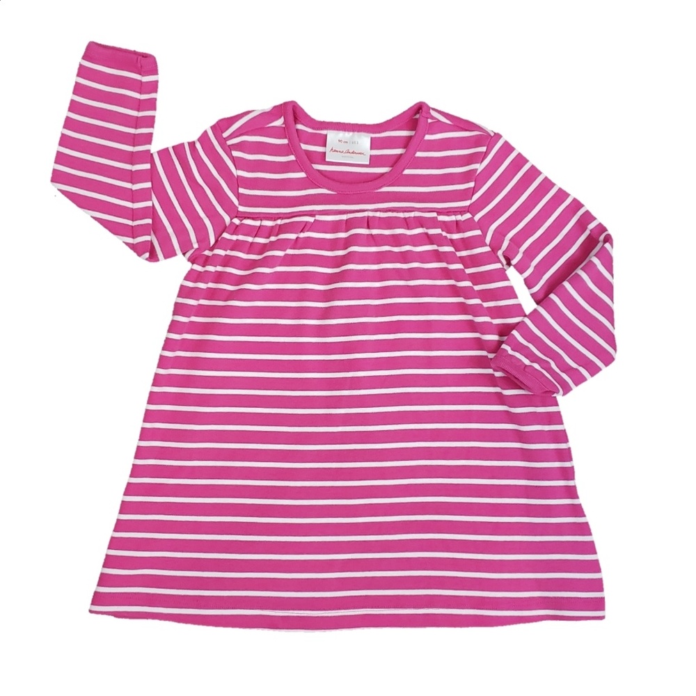 Hanna Andersson Play Dress Pink White Stripe 90 3T